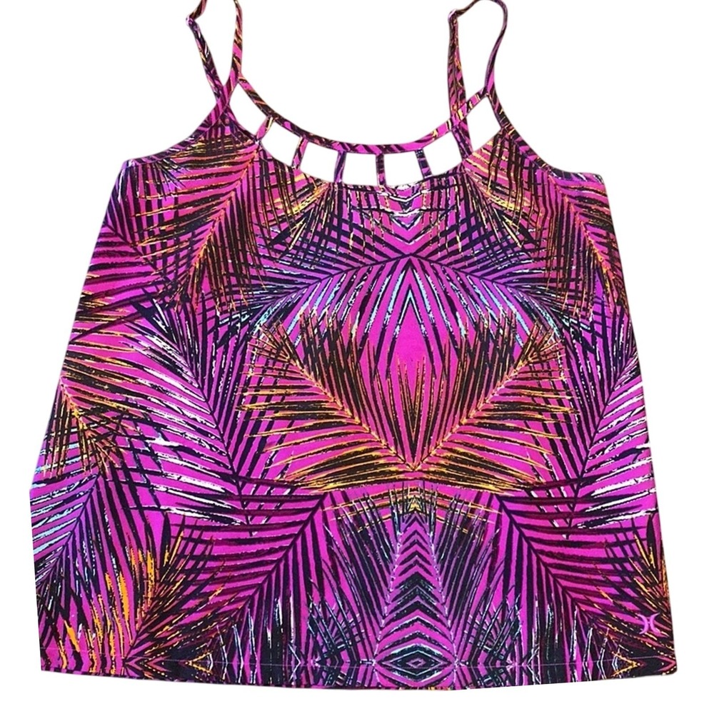 Hurley Womens Small Purple Tropical Spaghetti Strap Top‎ Beach Coastal Rad
